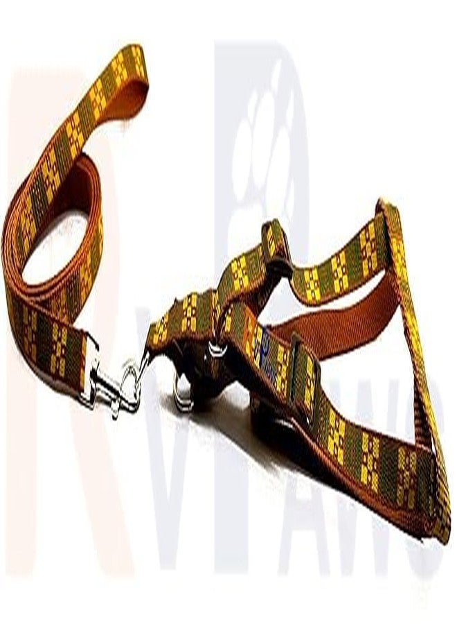 Pups&Pets Nylon 15MM Pet Adjustable Soft Nylon Dog Printed Harness and Leash Set Suitable for Puppies, Cats and Kitten Outdoor Walking - Small (Golden) - Image 5